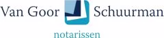 Logo notariskantoor Van Goor Schuurman notarissen met blauw-wit grafisch element bij Leef Twente