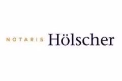Logo notaris hölscher in lichte oranje en donkerblauw voor notariskantoor notaris hölscher