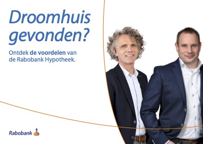 Digitale promotieafbeelding Rabobank Hypotheek met tekst Droomhuis gevonden en voordelen hypotheek