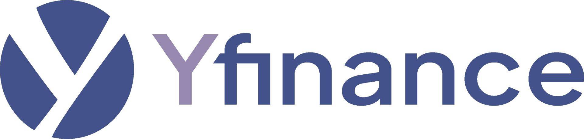 Logo met blauwe cirkel en witte Y lijnen, tekst yfinance met paarse Y, rechts, gericht op financi&euml;le diensten, Klik hier voor vrijblijvend hypotheekadvies