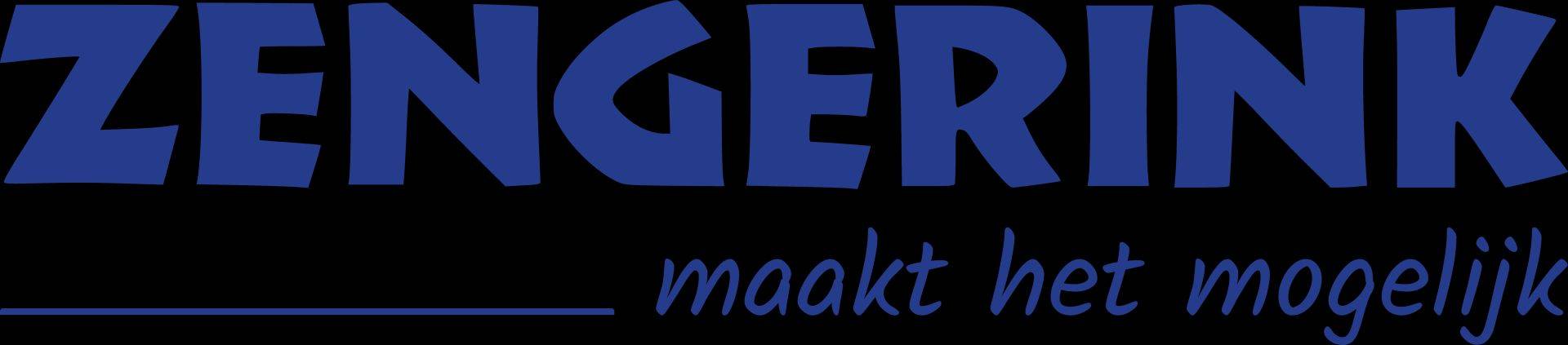 Logo Zengerink maakt het mogelijk in blauwe letters op zwarte achtergrond, makelaardij Twente specialisatie